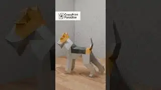 FOX TERRIER DOG LOW POLY PAPERCRAFT TEMPLATE PDF