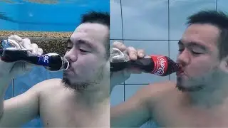 (UNCUT) Coke vs RC Cola Drink & Burp Underwater