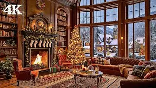 Holiday Victorian Villa Ambience | Escape into Dreamlike Calm with Fire, Snowstorm & Soft Chimes
