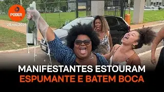 Vereadora de SP abre espumante e bate boca com apoiadores de Bolsonaro na PF