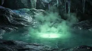 Diving into a Magical Cave mysterious cave.   glowing crystals, magical emerald, fantastic cave .