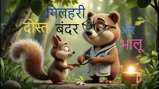 नन्ही गिलहरी दोस्त बंदर और भालू | Squirrel Monkey & Bear | Jungle Poem & Kids Nursery Rhymes