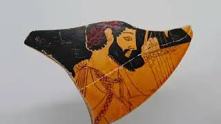 Greek Art - Harpist, fragment of ancient Attic vase
