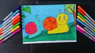 How to draw a Snail🐌with Pencil✏️Colours(Part 1)🤩💛/Snail🐌Drawing for Beginners🤩💛