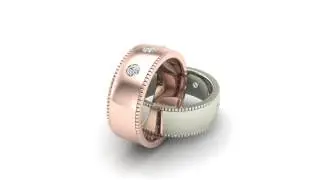 Men&rsquo;s 14K Gold Wedding Band Millgrain Smooth Finish 9mm Diamond Ring