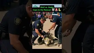 Police Officers Rescue Wolf from Giant Snake in Dramatic Street Scene! #ai #shorts