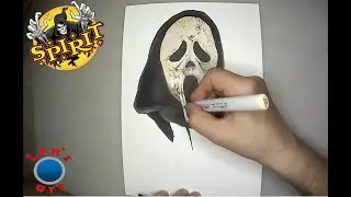 Ghostface mask drawing, but worn down