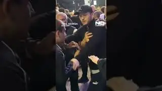Clashes in Tbilisi as ruling party supporters target opposition rally #nocomment #youtubeshorts