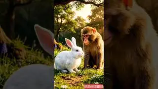 Forest Friends: बंदर और खरगोश की कहानी 🐒🐇&rdquo;...#shortsfeed #monkey #rabbit