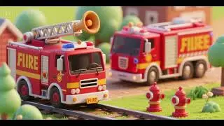 Firetruck Spins with Train Whistles 🚒🚂🎵 | Kids Song & Nursery Rhyme | Vehicle Dance & Friendship