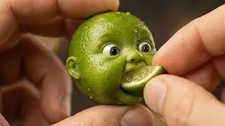 Tiny Baby Fruit Face Eating a Juicy Slice 😍 | Ultra Realistic Ai ASMR | Satisfying & Cute