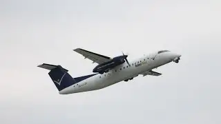 Intersky Bombardier DASH 8 Q300 landing and take off at Salzburg Airport