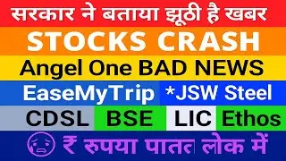 Stock Market CRASH Alert! Angel One, CDSL, BSE, JSW Steel Hit