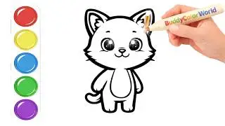 How to Color a Cute Cat 🐱 | Coloring for Kids