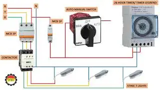 Автоматическая ручная установка подключения уличного освещения с использованиемконтакторови таймеров