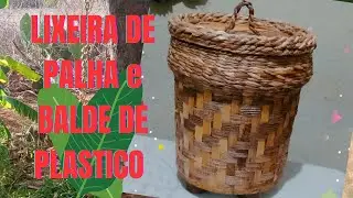 VAMOS ENSINAR,,, UMA LIXEIRA COM PALHA E POTE DE PLÁSTICO,,#artesanato#diy 