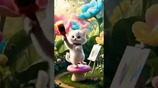 Painting Candy Flowers in a Magic #ArtKitten #CandyGarden #FlowerMagic #WhimsicalScene #SoftSunlight