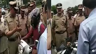 Hyderabad City Commisioner Feciliating Commuters on the Road who are Following the Traffic Rules