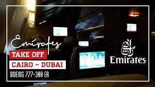 TAKE OFF EMIRATES from Cairo to Dubai - Night Flight