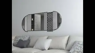 Chic Oval Pill Shaped Wall Mirror for Stylish Living Room Decor, Unique Asymmetrical Large Mirror