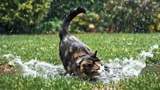 Cat dancing in the rain created using Gemini #cat #catvideos #catdance #ai #gemini