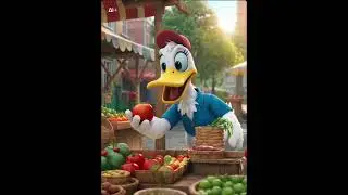 Cute Duck at the Market  3D Close Up Animation. #MarketScene #DuckCharacter #FunnyDuck