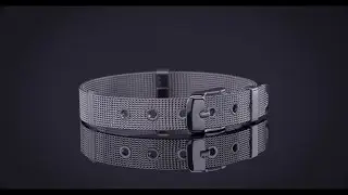 Wide Belt Buckle Mesh Wrist Band Bracelet Silver Tone Stainless Steel