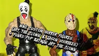 WWE CUSTOM HORROR FIGURES (ART THE CLOWN & JASON VOORHEES) + FUNKO POP BATMAN ART THE CLOWN