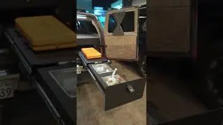 &ldquo;Red GMC with custom drawer and table storage &mdash; built for efficiency, styled for impact.#automobile