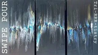 CREATIVE Triptych | Curved Center Swipe | Abstract Art | Fluid Art | 10&rsquo;&rdquo;x20&rdquo; Each | Acrylic Pouring