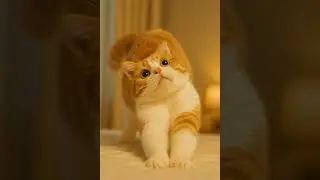 Orange Folded-Ear Cat Stretching, Cuddling & Staring with Big Eyes 😻✨