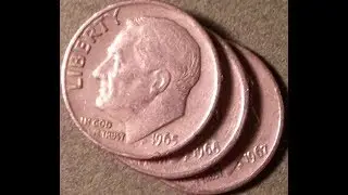 Roosevelt Dimes: 1965, 1966, 1967 - All With No Mint Mark