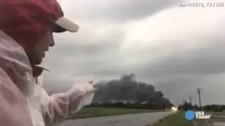 Lightning strike causes oil tank to explode