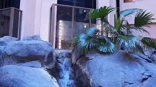Папа комментирует происходящее в отеле Embassy Suites с огромным прудом, а также снимает меня на ...