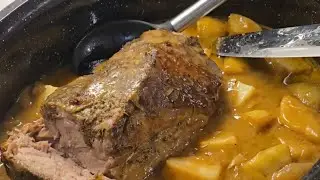 Juicy Tender Oven Roasted Pork Shoulder With Potatoes And Gravy