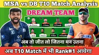 Abu dhabi T10 Match Analysis,MSA vs DB T10 Match Dream11 Team, MSA vs DB Match Dream Team