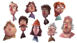 Digital Art Practice | Drawing 9 Characters Timelapse
