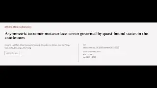 Asymmetric tetramer metasurface sensor governed by quasi-bound states in the continuum | RTCL.TV