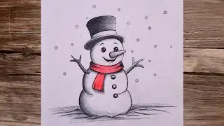 How to draw a snowman easily/Step by step tutorial with winter drawing