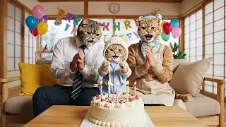 Papa and Mama Cat Secretly Prepare a Birthday Surprise for Kitten Ginger 🎂💛 🐾