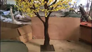 How we make yellow artificial peach blossom flower trees