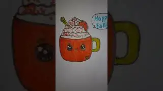 cute kawaii fall drink 🎃 🎃 pumpkin spice drink drawing 😊😊