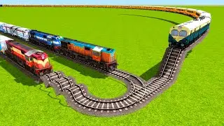 THREE HIGHEST SPEED TRAINS JUMPING CRASHED AND SLEEPED CROSS ON U SHAPE BUMPS TRACKS|Train simulator