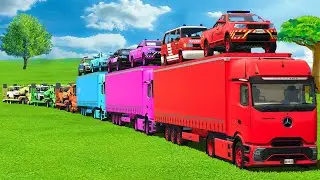 BIG & SMALL CONVOY TRANSPORT WITH POLICE CARS, AMBULANCES & TRUCKS - FS25