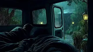 💤Strong Rain Echoes around a Cozy Dark Forest Cabin for Sleep, Study and Relaxation