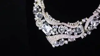 Clear Crystal Bridal Jewelry Set Bib Statement Necklace Earring Set