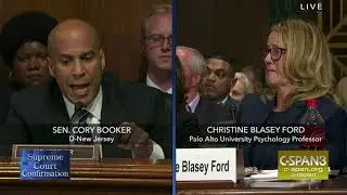 Cory Booker speaks to Christine Ford during Judge Kavanaugh hearing