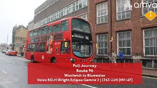Full Journey | Route 96 to Bluewater | Arriva London | HV147 (LT63 UJH)