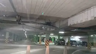 Damaged installations on the ceiling of the Carrefour Białystok underground parking lot 11/08/2025