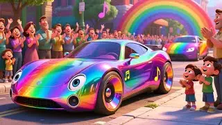 🌈🚗 **Rainbow Car Painting the Road** 🎨💦 | Color Learning Song for Kids | Fun Vehicle Rhyme 🎶